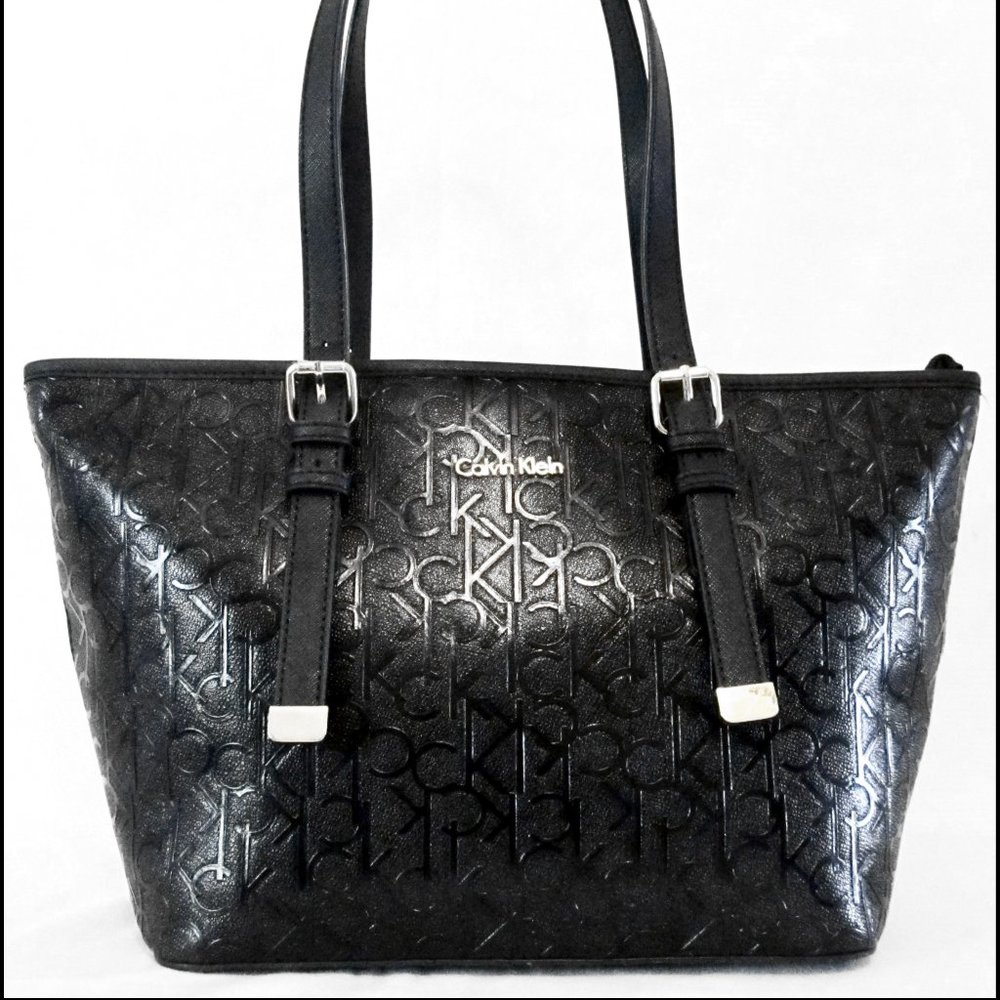 Calvin Klein Signature Monogram Shopper Tote Bag Purse